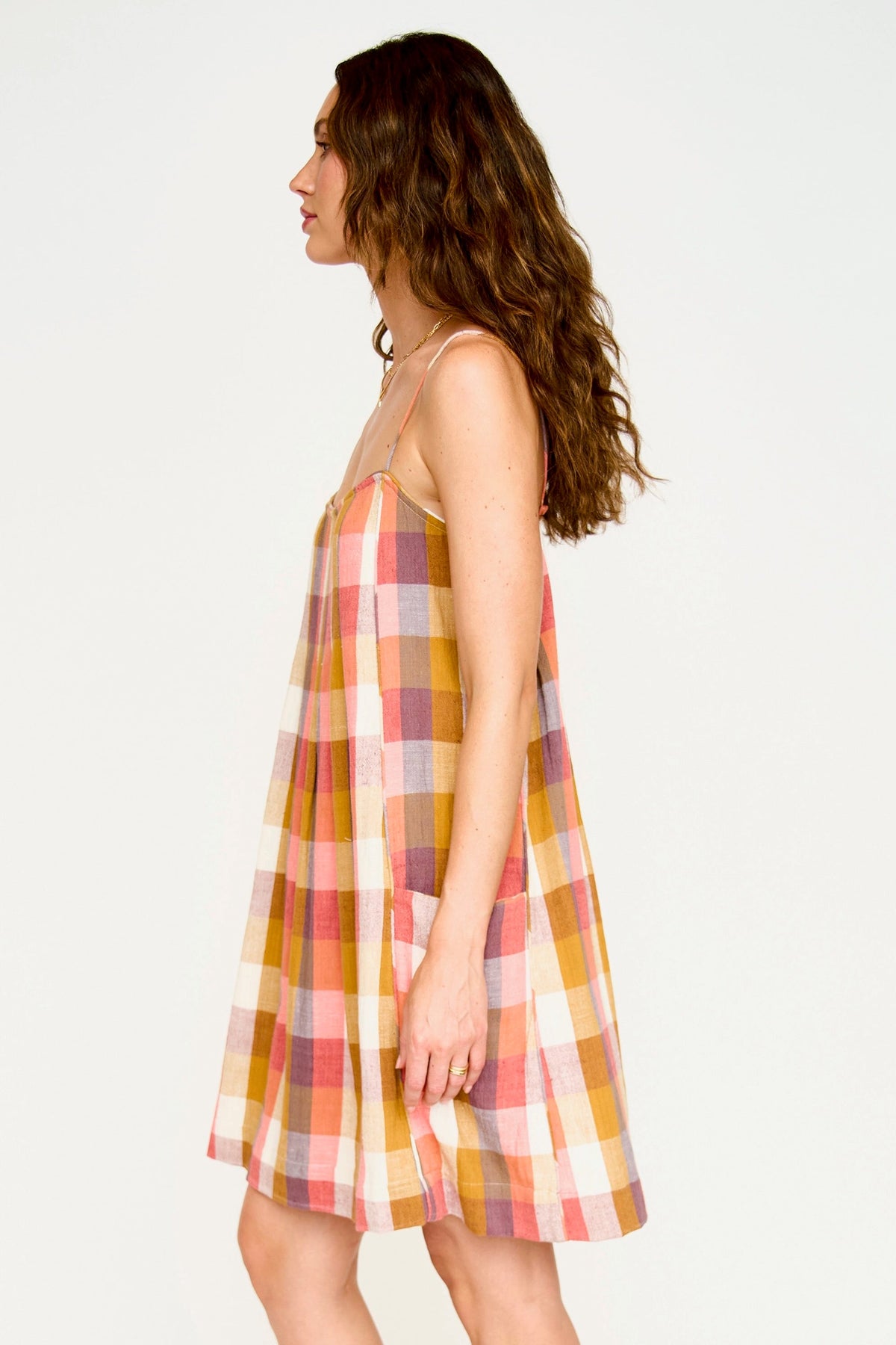 Short Dress in Sunset Plaid