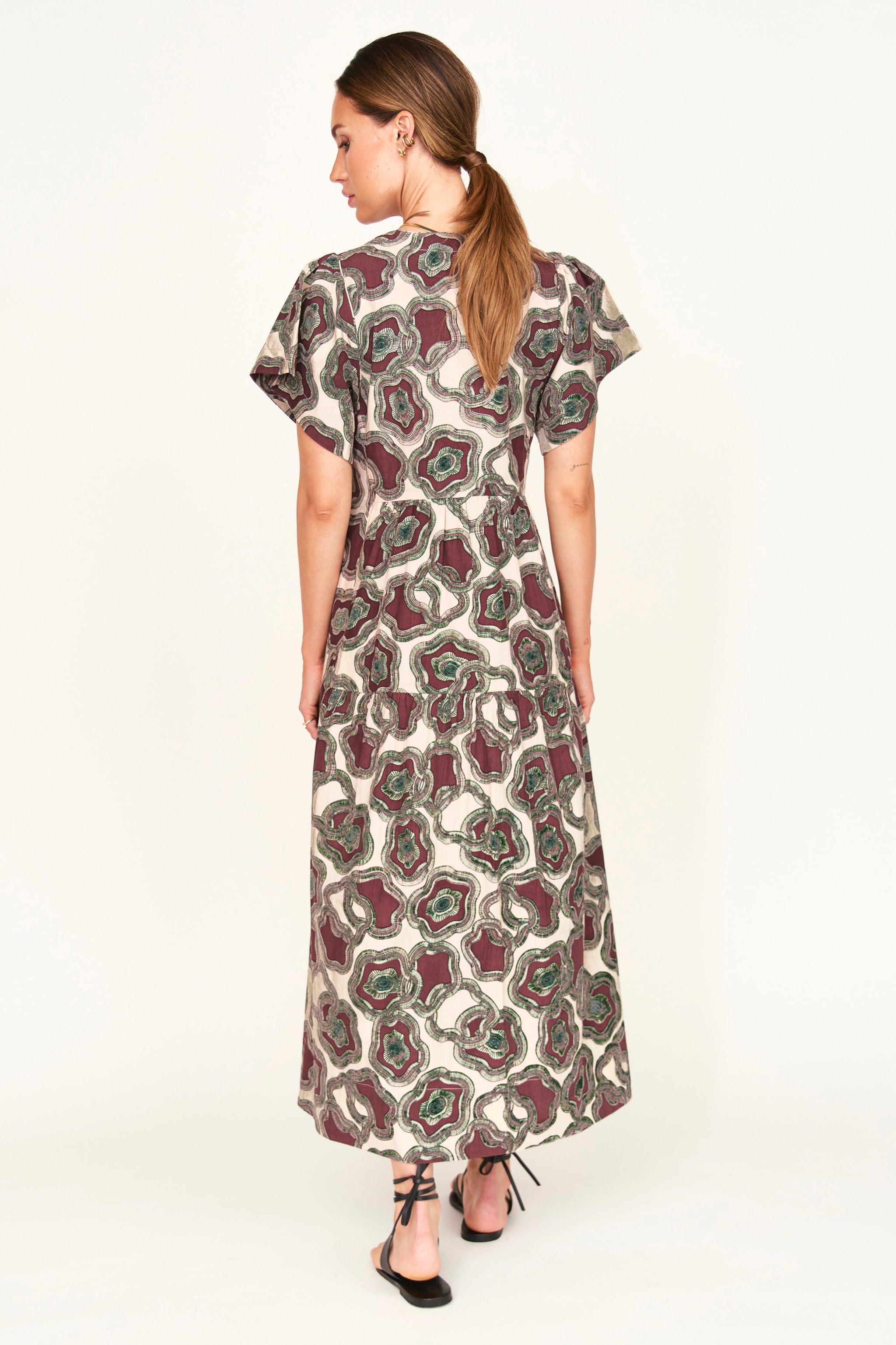 Dress in poplin gathered sleeves