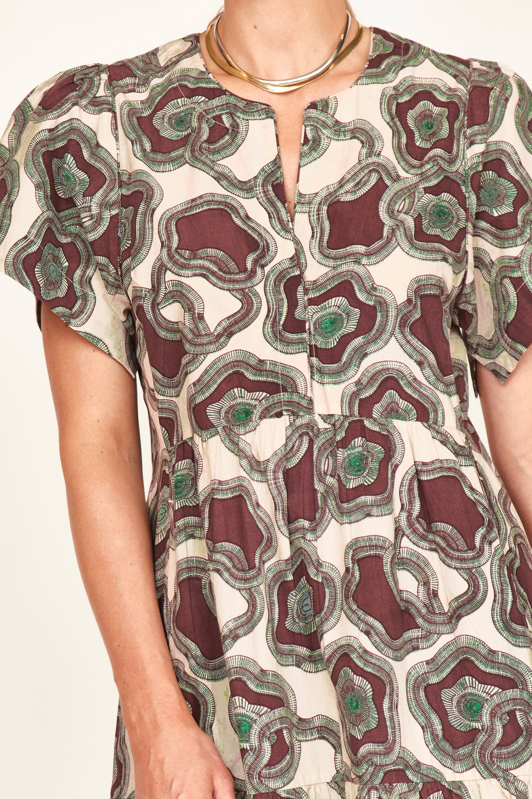 Dress in poplin gathered sleeves