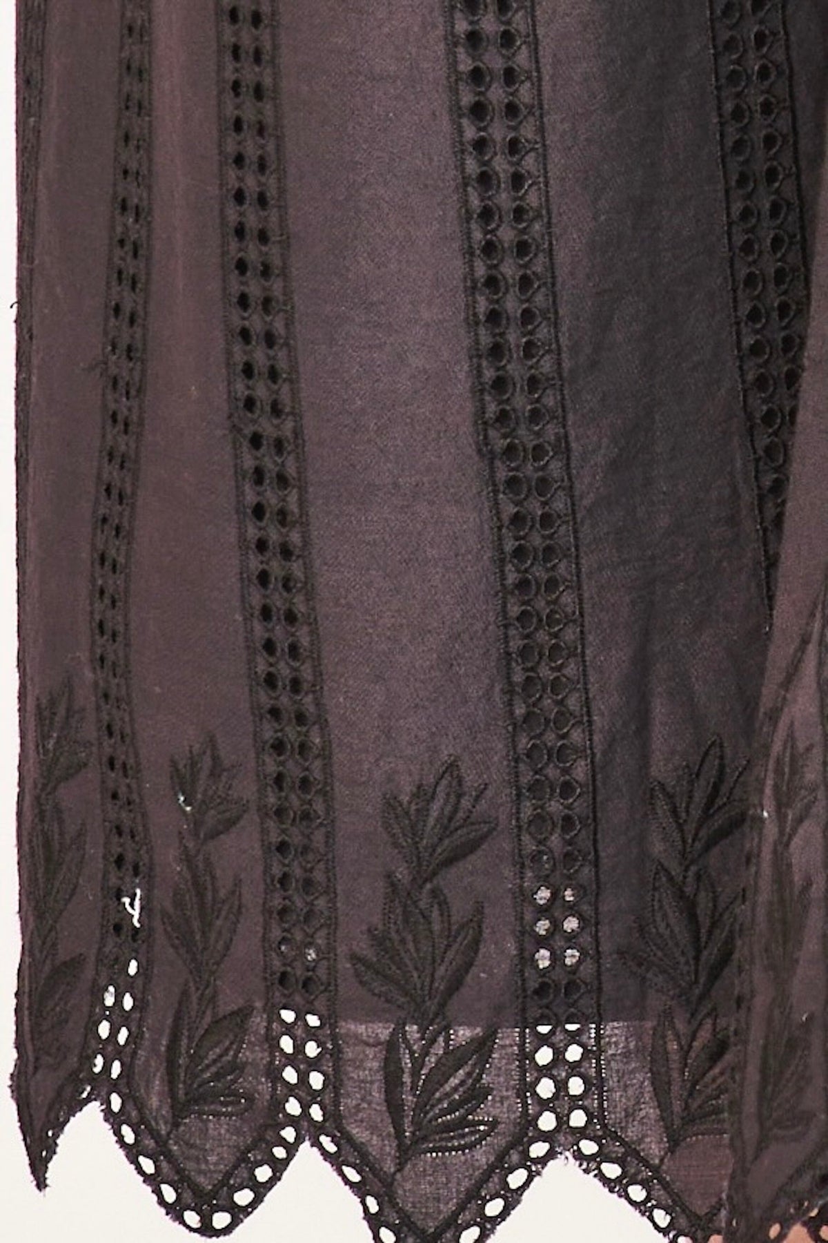 Ankle length Black Vine Eyelet Dress