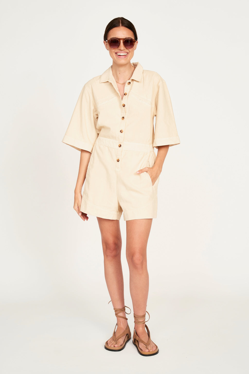 Romper in Cream Canvas