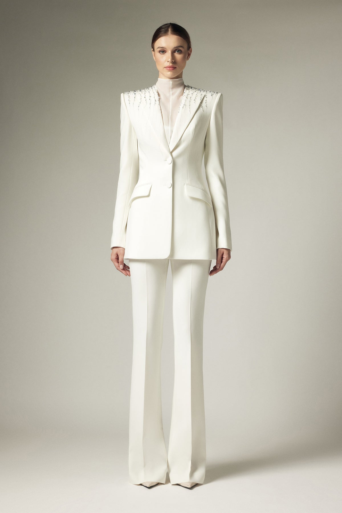 tapered straight leg trousers