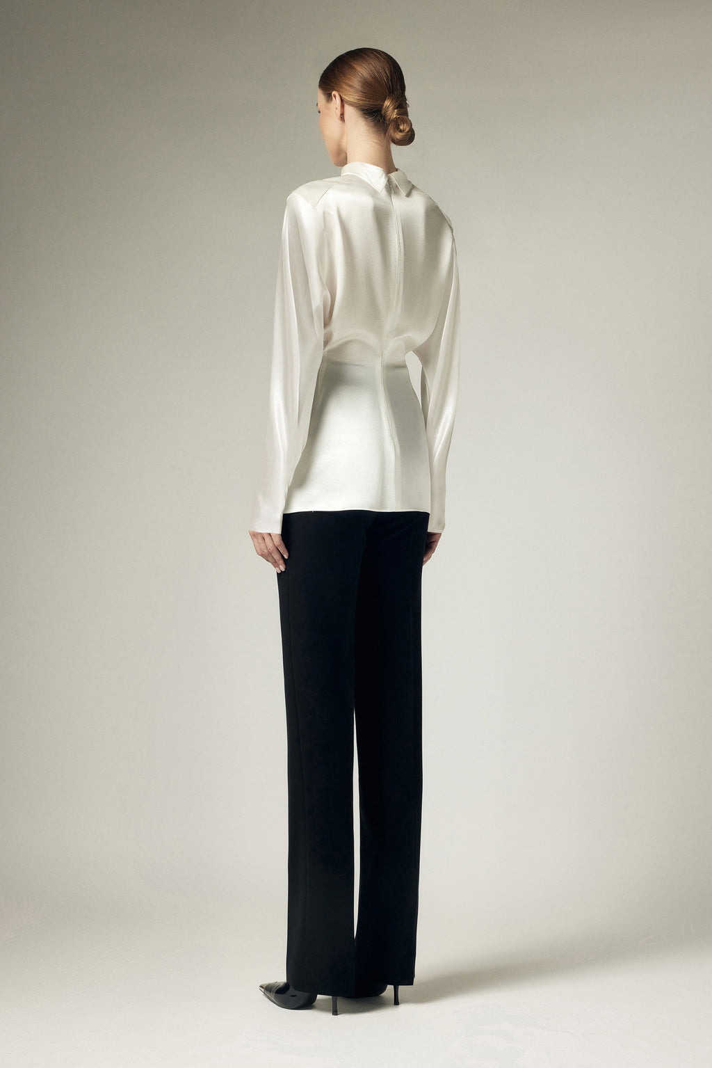Satin waist cinched shirt