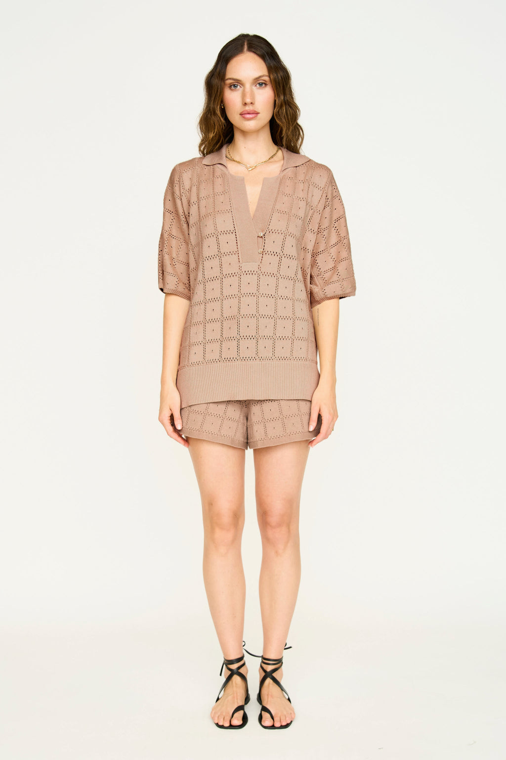 Lightweight cotton pointelle knit tunic