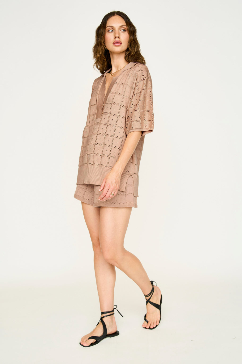 Lightweight cotton pointelle knit tunic