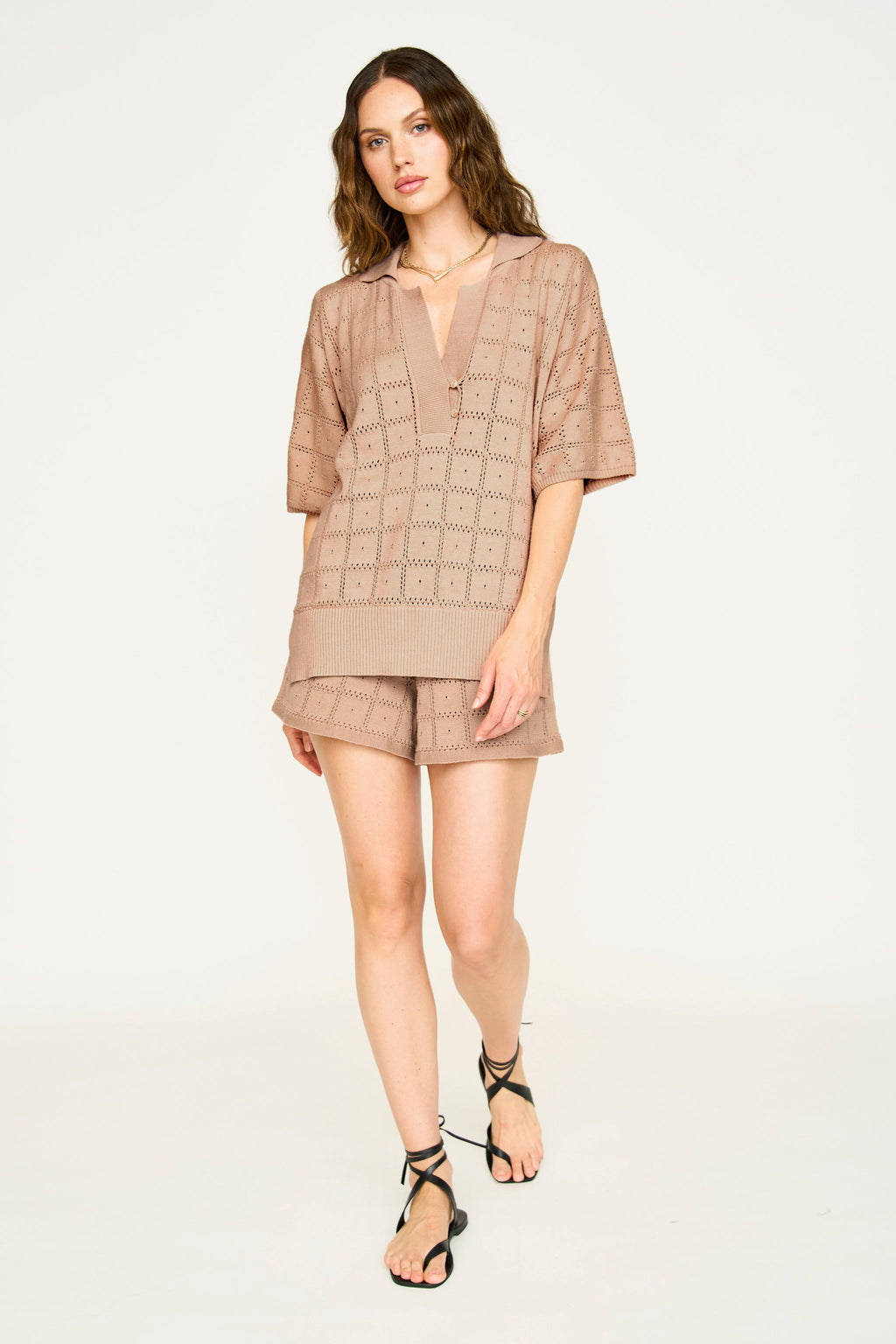 Lightweight cotton pointelle knit tunic