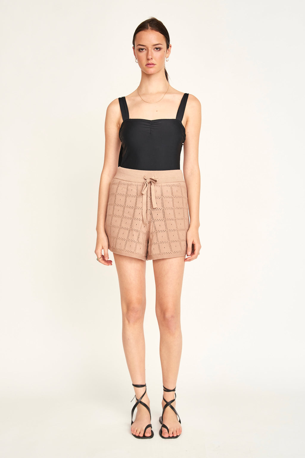 Lighweight cotton pointelle knit short