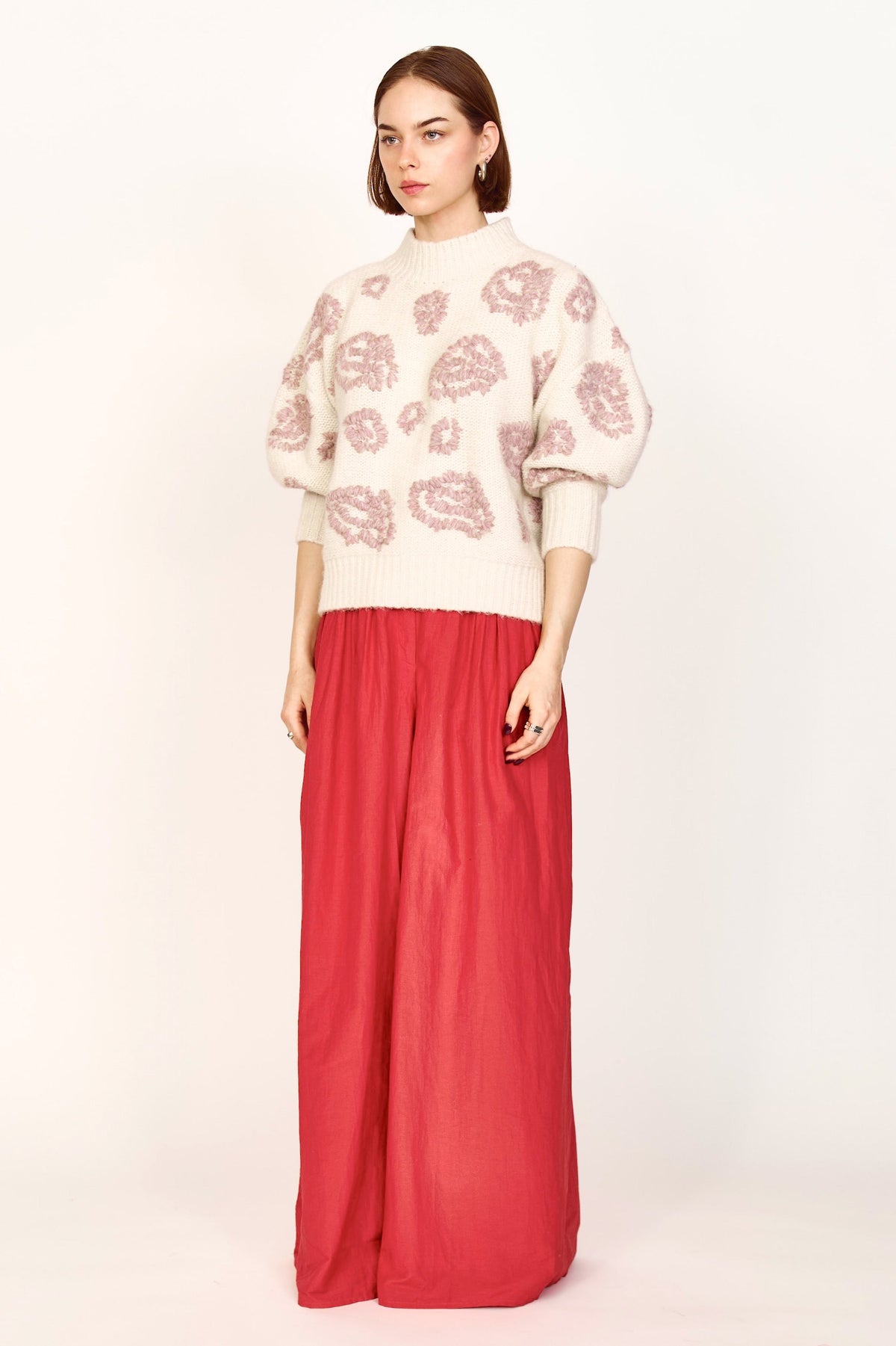 Waterlily Pullover in Ivory/Fawn