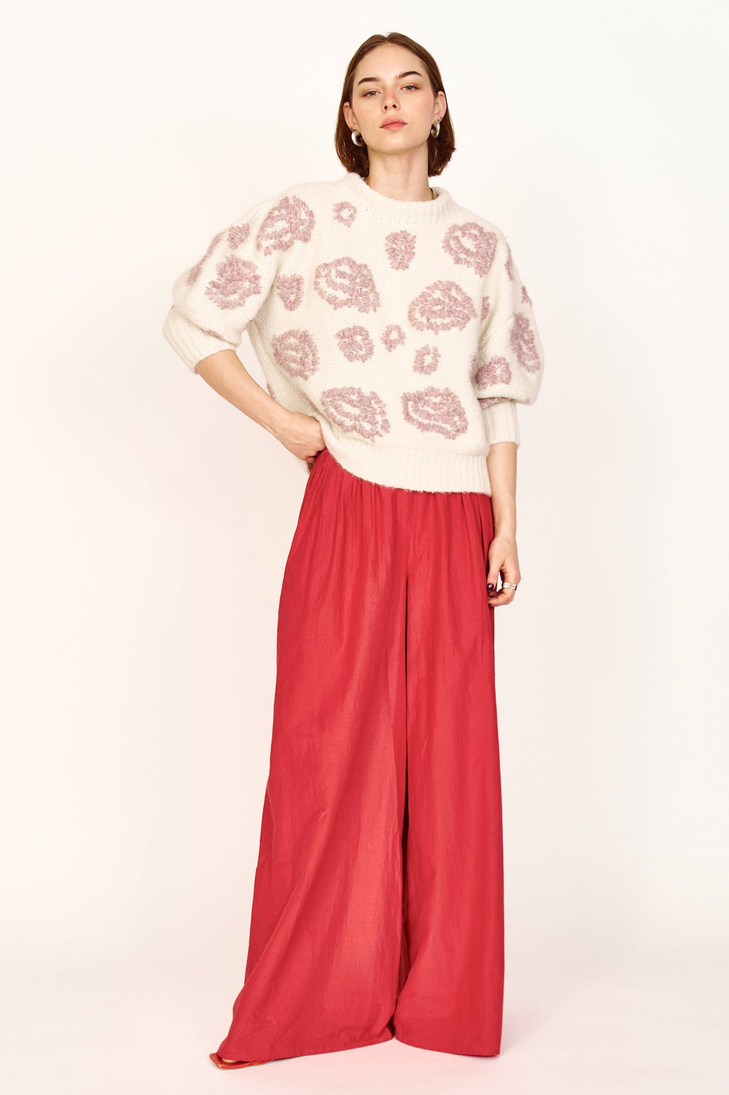 Waterlily Pullover in Ivory/Fawn