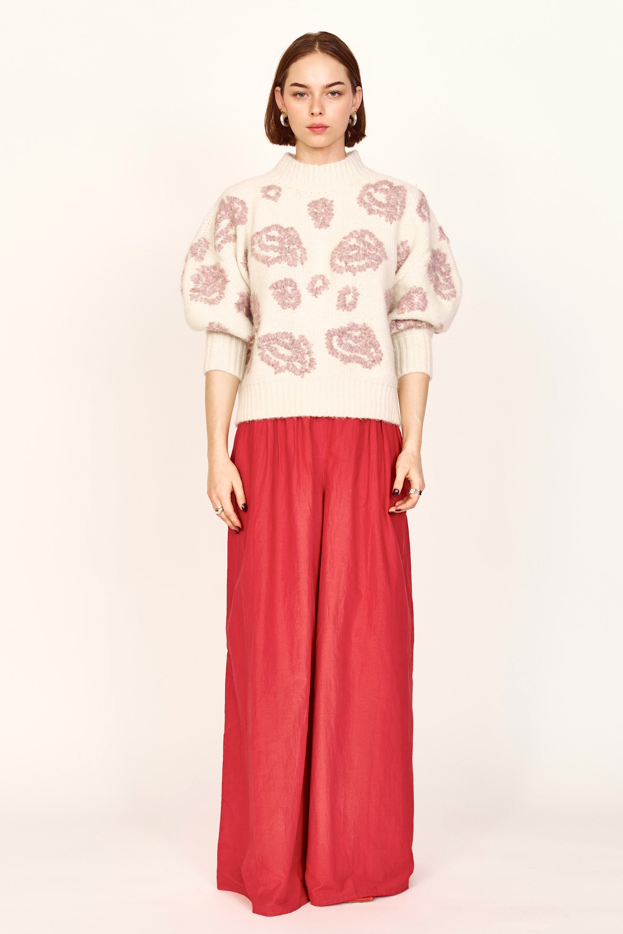 Waterlily Pullover in Ivory/Fawn