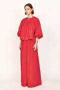 Gathered blouse with front half placket