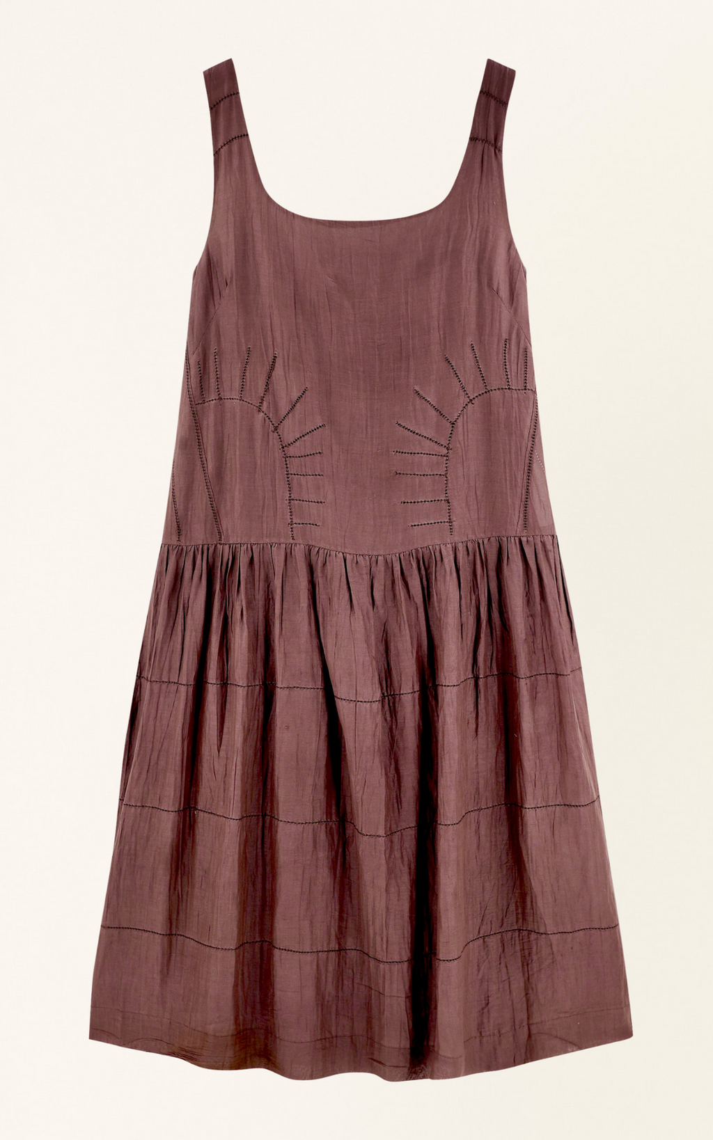 Drop waist low back high ankle length dress