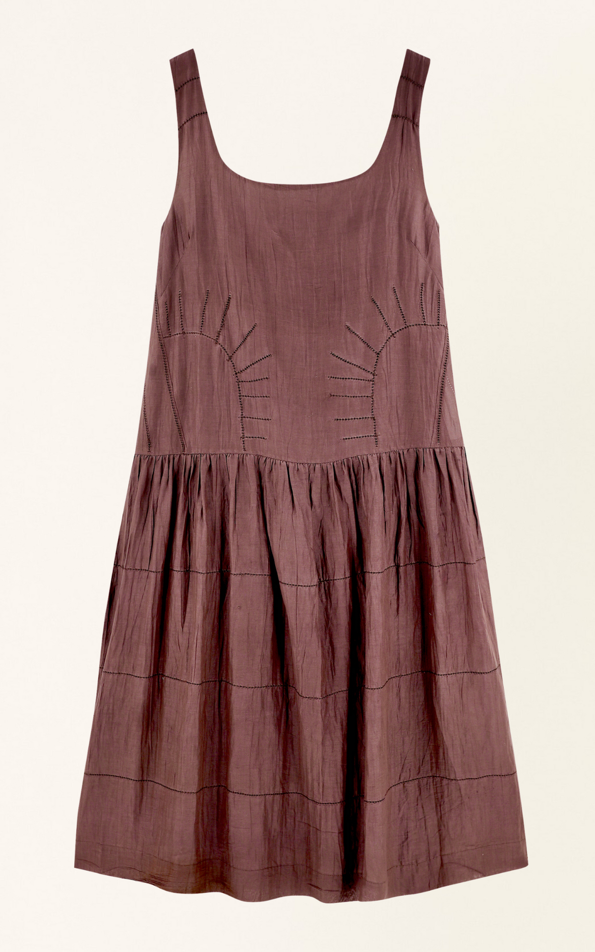 Drop waist low back high ankle length dress