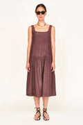 Drop waist low back high ankle length dress
