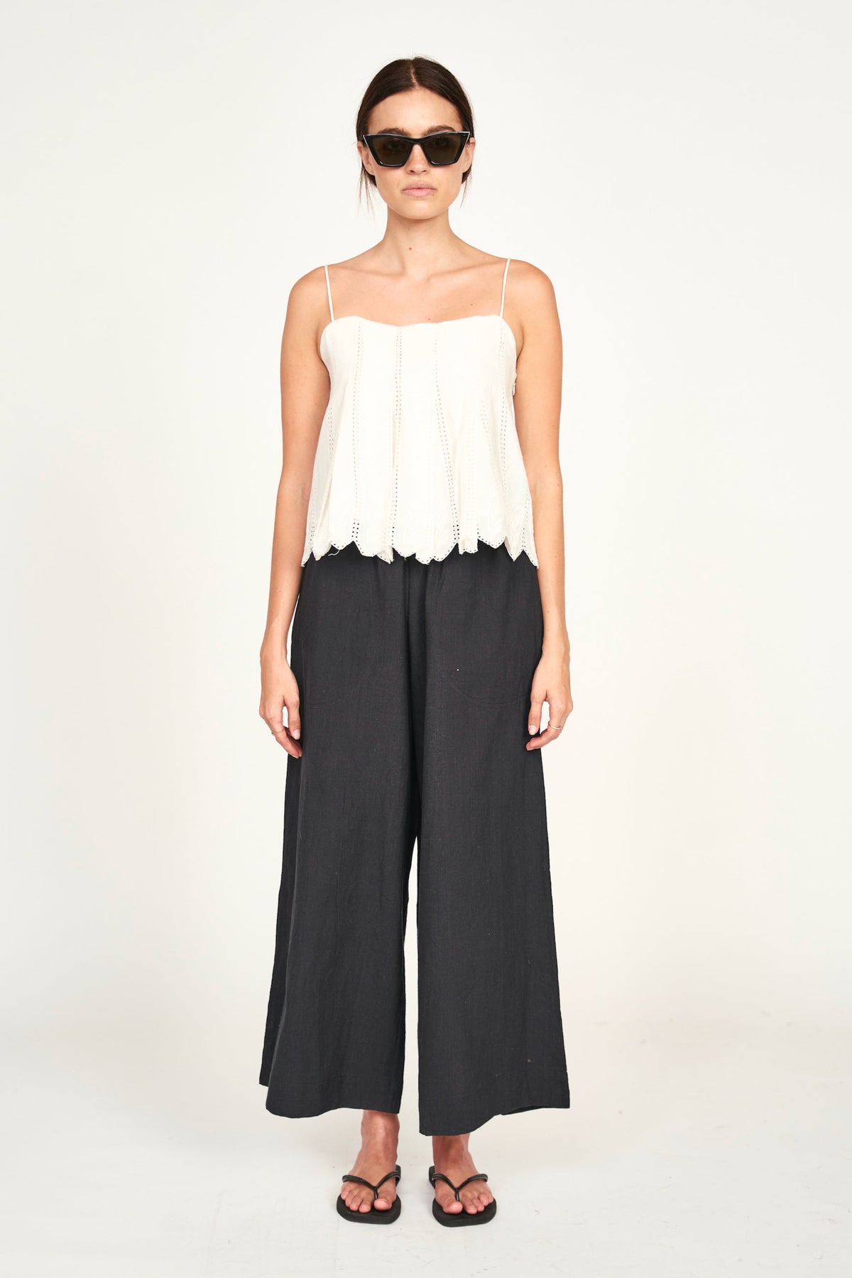Cropped tank top with spaghetti straps