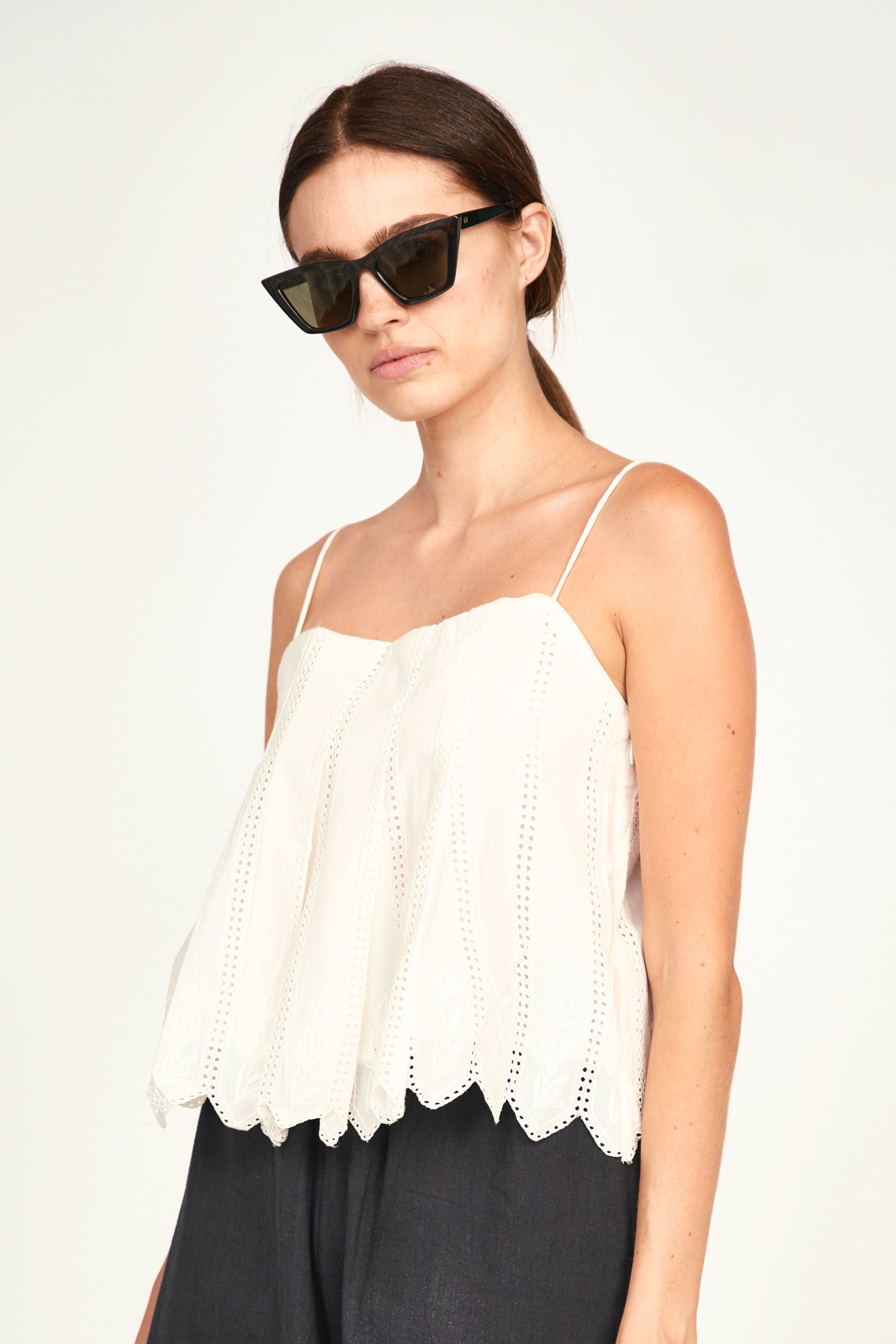 Cropped tank top with spaghetti straps