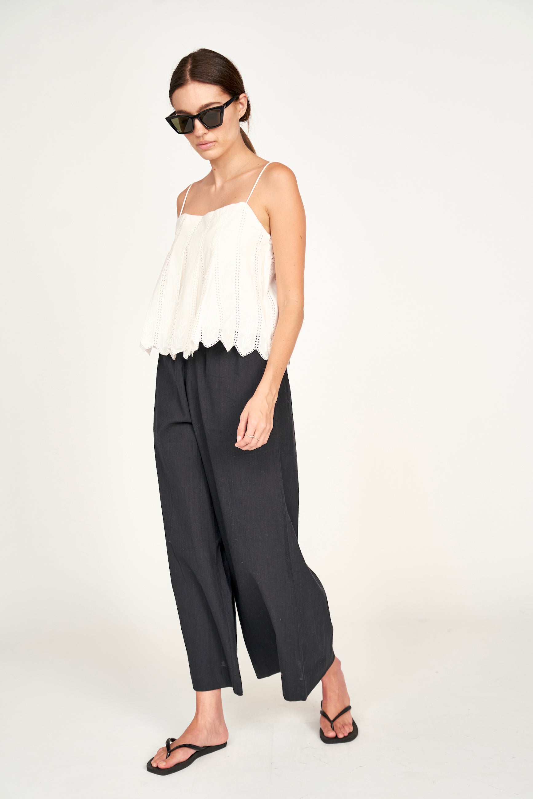 Cropped tank top with spaghetti straps
